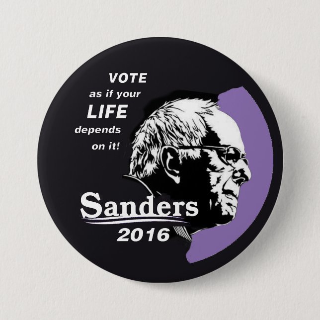 Bernie Sanders for President 2016 3 Inch Round Button (Front)