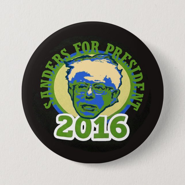 Bernie Sanders for President 2016 3 Inch Round Button (Front)