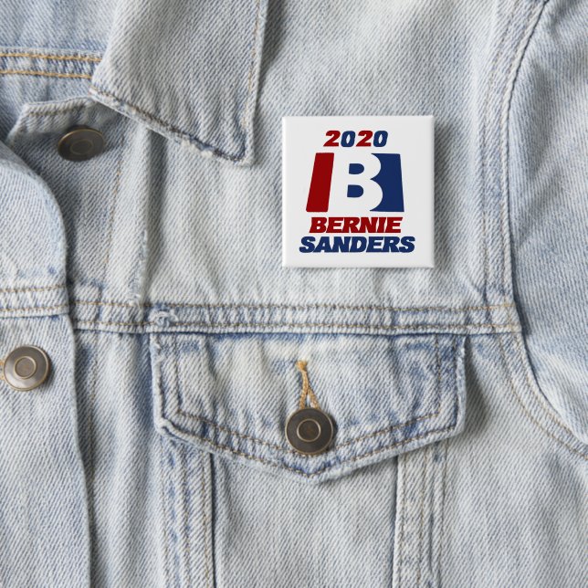 Bernie Sanders for President 2020 2 Inch Square Button (In Situ)