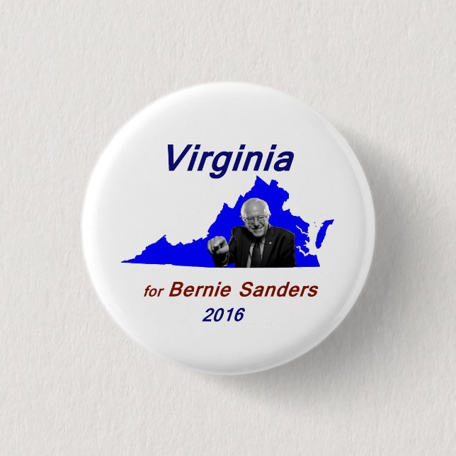 Bernie Sanders in the outline of Virginia 1 Inch Round Button (Front)