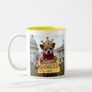 Bernie Sanders Is MY hero Cute Chihuahua protester Two-Tone Coffee Mug