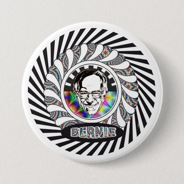 Bernie Sanders is Psychedelic 3 Inch Round Button (Front)