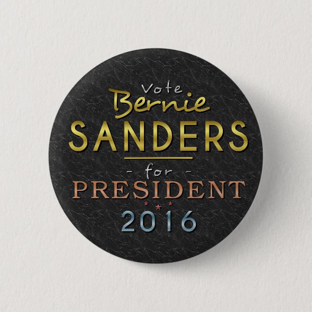 Bernie Sanders President 2016 Gold Black Classy 2 Inch Round Button (Front)