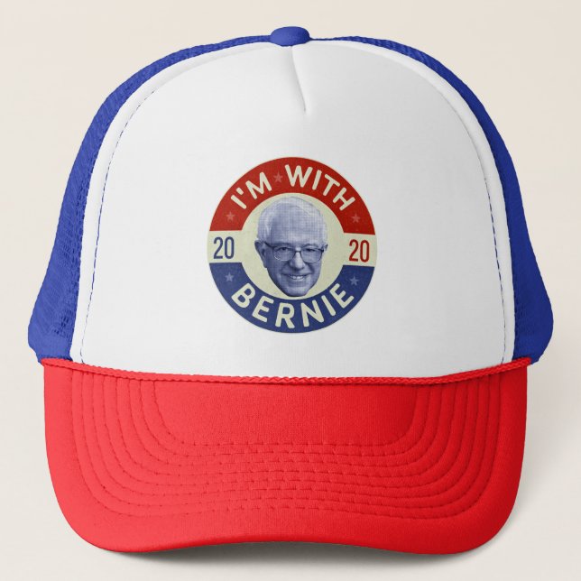 Bernie Sanders President 2020 Democrat Photo Retro Trucker Hat (Front)