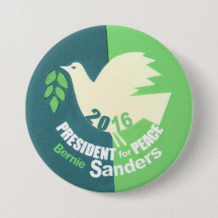 Bernie Sanders President for Peace 3 Inch Round Button