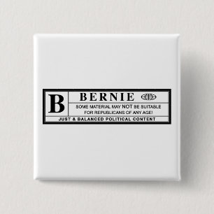 Bernie Sanders Warning Label 2 Inch Square Button
