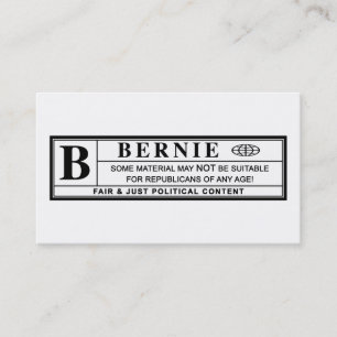 Bernie Sanders Warning Label Business Card