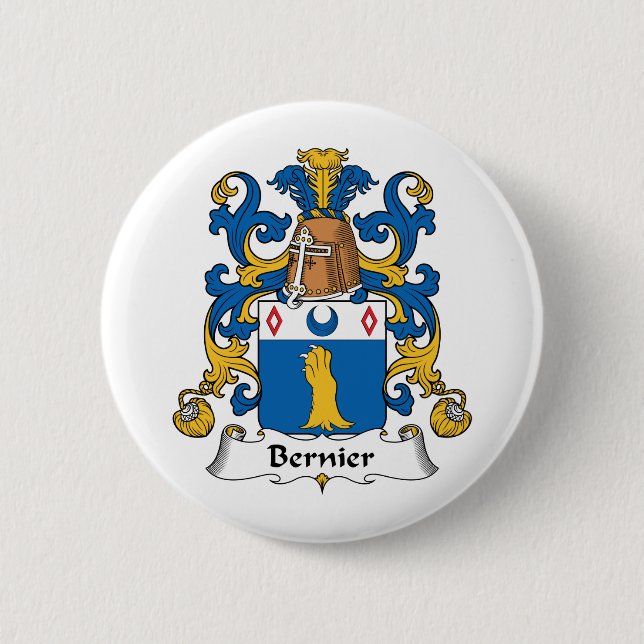 Bernier Family Crest 2 Inch Round Button (Front)
