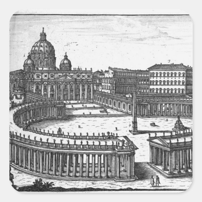 Bernini's original plan for St. Peter's Square Square Sticker (Front)