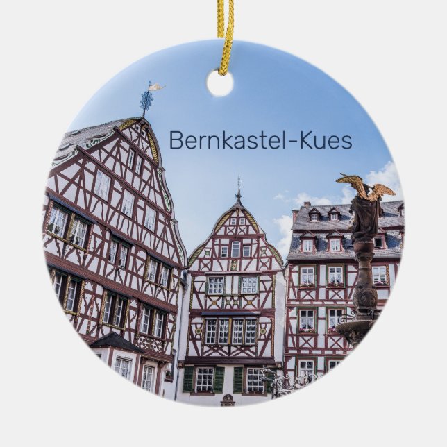 Bernkastel-Kues Historic Facades Germany Souvenir Ceramic Ornament (Front)