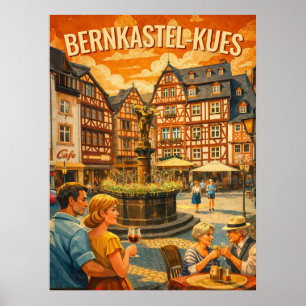 Bernkastel-Kues Vintage Travel Art  Poster