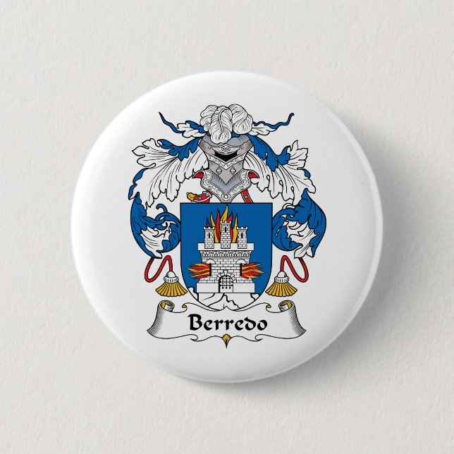 Berredo Family Crest 2 Inch Round Button (Front)