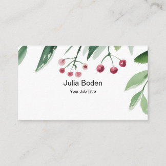 Berries and Branches Watercolor Brush Business Card