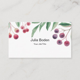 Berries and Branches Watercolor Unique Business Card