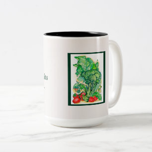 Berries and Broccoli Two-Tone Coffee Mug