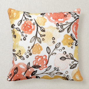 Berries and Florals Throw Pillow