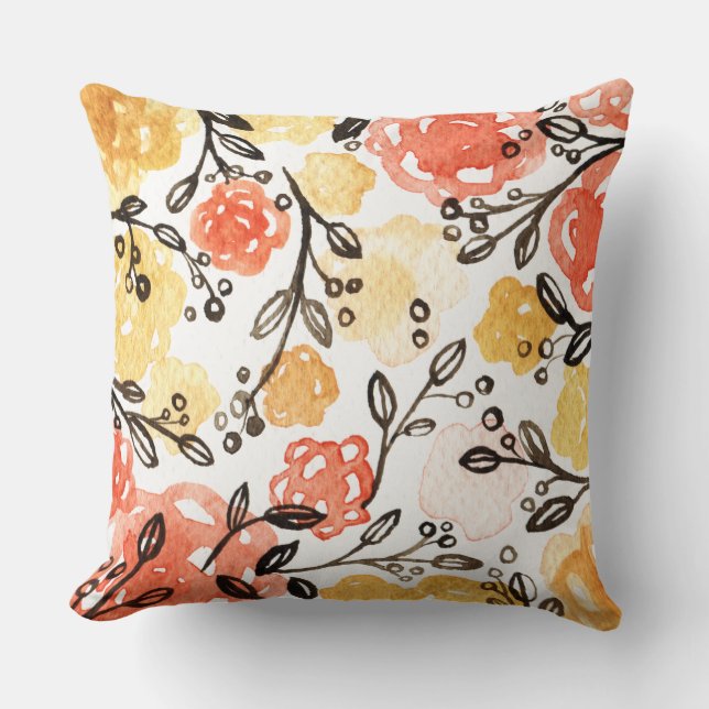 Berries and Florals Throw Pillow (Front)