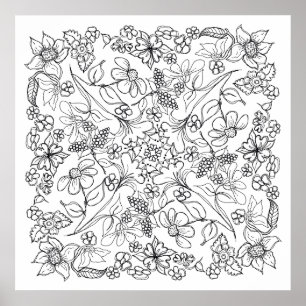 Berries and Flowers Beautiful Color Me Poster