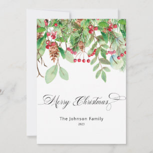 Berries and Greenery Christmas Holiday Card