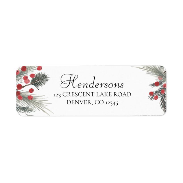 Berries and Greenery Holiday Retour Adresse Label (Devant)