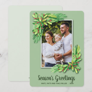 Berries and Greens Christmas Photo Holiday Card