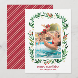 Berries and Greens Merry Christmas Photo Holiday Card