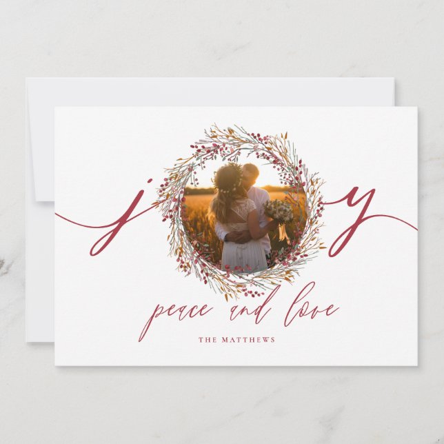 Berries and Joy Holiday Photo Card (Front)