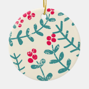 berries and leaves ceramic ornament