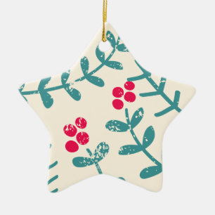 berries and leaves ceramic ornament
