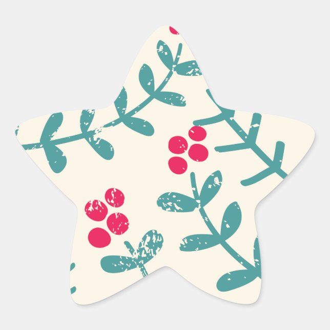 berries and leaves patterned star sticker (Front)
