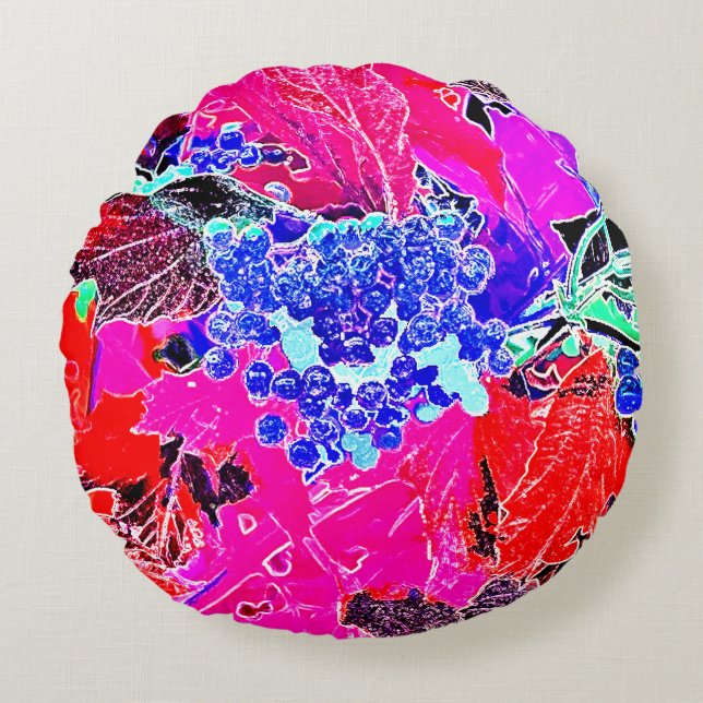 BERRIES AND LEAVES ROUND PILLOW (Front)