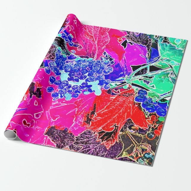 BERRIES AND LEAVES WRAPPING PAPER (Unrolled)