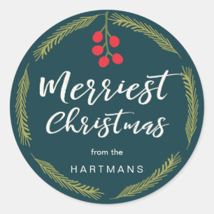Berries and Pine Personalized Stickers