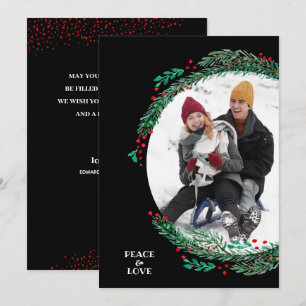 Berries and Pine Wreath Christmas Photo Holiday Card