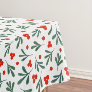 Berries And Winter Plant Leaves Seamless Pattern  Tablecloth