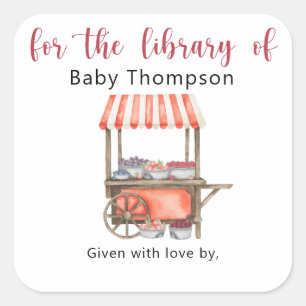Berries - Baby Shower bookplate, books for baby Square Sticker