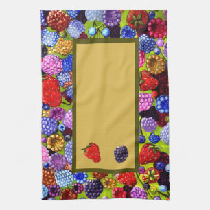 Berries border kitchen towel