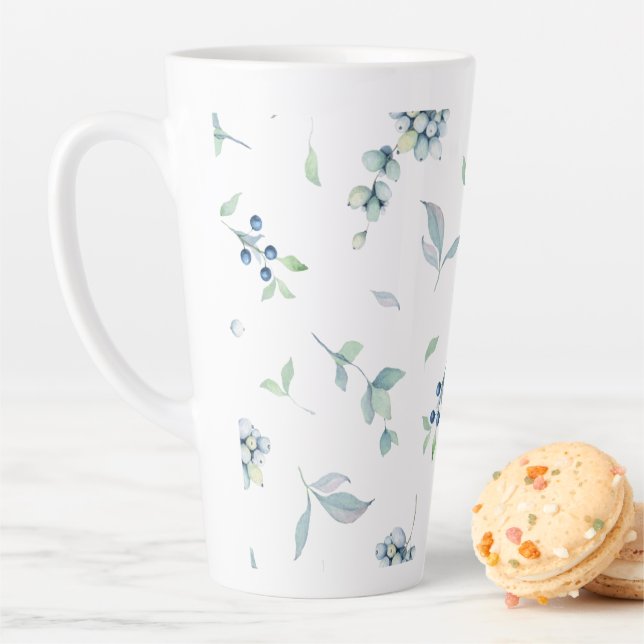 Berries Christmas Winter Greens Elegant Pretty Latte Mug (In Situ)