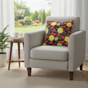 Berries & Citrus Slices Throw Pillow