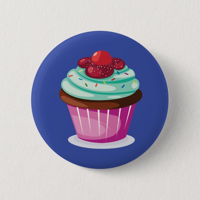 Berries Cupcake Button Badge (Front)
