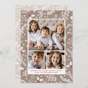 Berries d'hiver à Ecru Carte de vacances de Noël