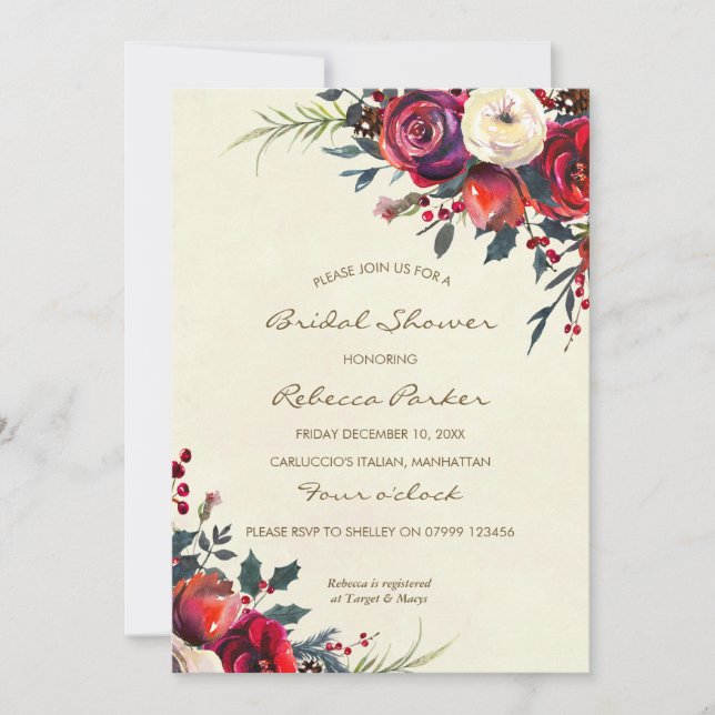 berries d'hiver invitation à la douche nuptiale no (Devant)