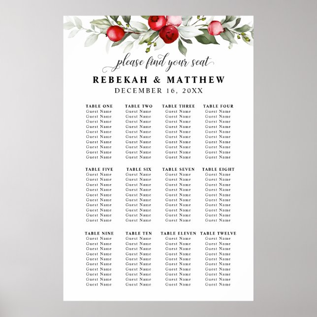 Berries d'hiver | Trouvez votre siège | Tableau de (Devant)