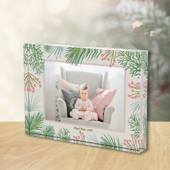 Berries Evergreens Christmas Custom Photo Block (Creator Uploaded)