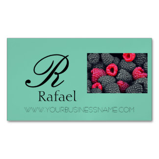 Berries Fruit Elegant Name Monogram Business Magnetic Business Card