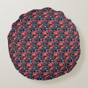 Berries Fun 'Red Blue Black' Round Pillow
