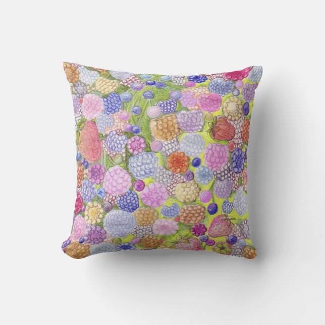Berries In Coloured Pencil American Mojo Pillow (Front)
