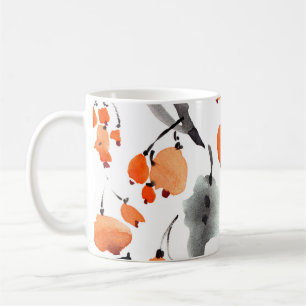 Berries, leaves watercolor, ink illustration, seam coffee mug