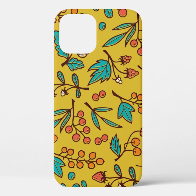 Berries on branches, seamless nature pattern. Case-Mate iPhone case (Back)