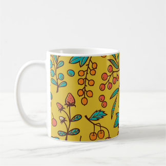 Berries on branches, seamless nature pattern. coffee mug